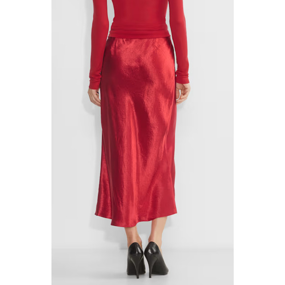 Aritzia Babaton Bias Cut Slip Satin Maxi Skirt Poppy Red Holiday Glam Cocktail 8 - Picture 2 of 14